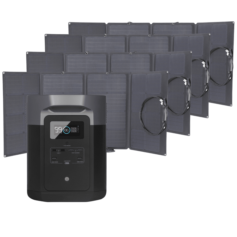 Ecoflow Delta Max 2000 Portable Power Station + 4 Foldable 160W Solar Panel Bundle - Pristine Home & Wellness