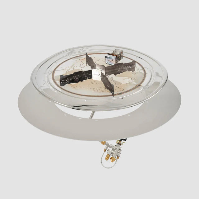 Outdoor Greatroom Company 20-inch Round Crystal Fire Plus Gas Burner Insert and Plate Kit - Pristine Home & Wellness