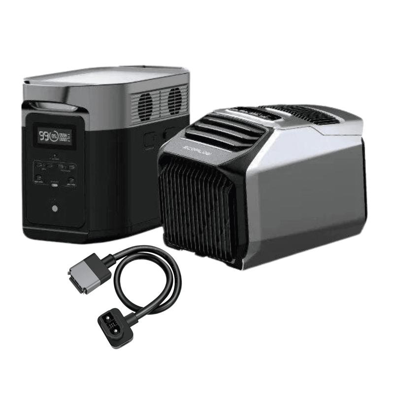 EcoFlow Wave 2 Portable AC with Heater + Delta Max 2000 Portable Power Station + XT150 Cable Bundle