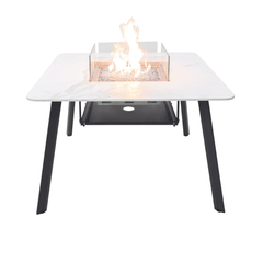 Elementi Plus Bianco White Helsinki Porcelain Fire Pit Dining Table - Pristine Home & Wellness