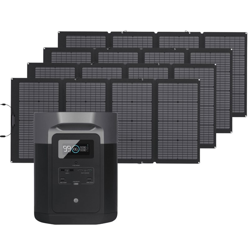EcoFlow Delta Max 1600 Portable Power Station + 4 Foldable 220W Bifacial Solar Panel Bundles - Pristine Home & Wellness