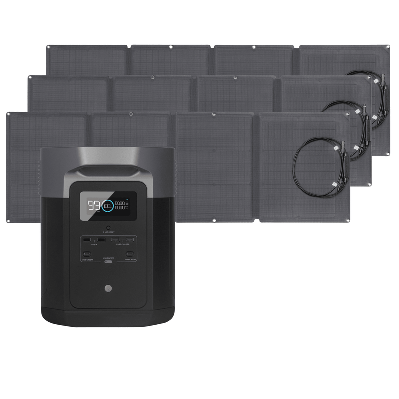 EcoFlow Delta Max 1600 Portable Power Station + 3 Foldable 110W Solar Panel Bundle - Pristine Home & Wellness