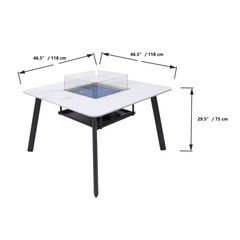 Elementi Plus Bianco White Helsinki Porcelain Fire Pit Dining Table - Pristine Home & Wellness