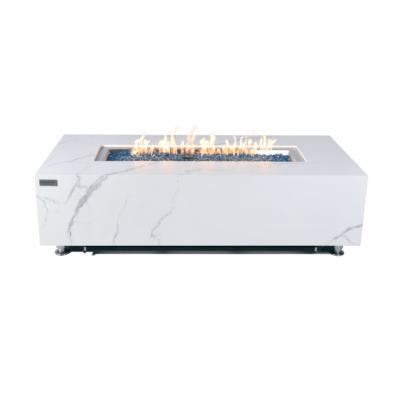 Elementi Plus Bianco White Carrara Porcelain Fire Pit Table - Pristine Home & Wellness