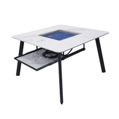 Elementi Plus Bianco White Helsinki Porcelain Fire Pit Dining Table - Pristine Home & Wellness