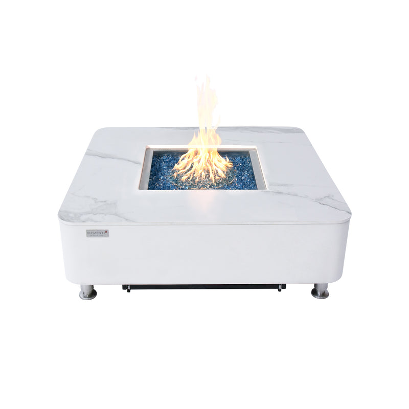 Elementi Plus Blanco White Annecy Porcelain Top Fire Pit Table - Pristine Home & Wellness