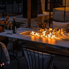 Elementi Plus Bianco White Oslo Porcelain Fire Pit Dining Table - Pristine Home & Wellness