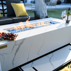 Elementi Plus Bianco White Carrara Porcelain Fire Pit Table - Pristine Home & Wellness