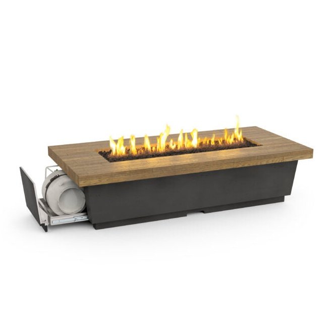 American Fyre Designs Reclaimed Wood Contempo LP Select Long Outdoor Gas Firetable - Pristine Home & Wellness