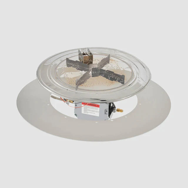 Outdoor Greatroom Company 30-inch Round Crystal Fire Plus Gas Burner Insert and Plate Kit with Direct Spark Ignition - Natural Gas - Pristine Home & Wellness