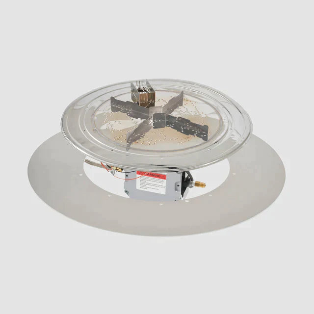 Outdoor Greatroom Company 24-inch Round Crystal Fire Plus Gas Burner Insert and Plate Kit with Direct Spark Ignition - Natural Gas - Pristine Home & Wellness