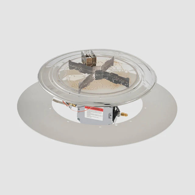 Outdoor Greatroom Company 20-inch Round Crystal Fire Plus Gas Burner Insert and Plate Kit with Direct Spark Ignition - Natural Gas - Pristine Home & Wellness
