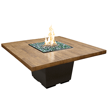 American Fyre Designs Reclaimed Wood Cosmopolitan Square Outdoor Dining Gas Firetable - Pristine Home & Wellness
