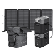 EcoFlow Delta 2 Portable Power Station + Delta 2 Smart Extra Battery + Foldable 220W Bifacial Solar Panel + Delta 2 Waterproof Bag Bundle