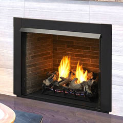 Monessen 36" Lo-Rider Clean Face Firebox with Multi-tonal Gray Stacked Traditional Fiber Interior Panels - Pristine Home & Wellness