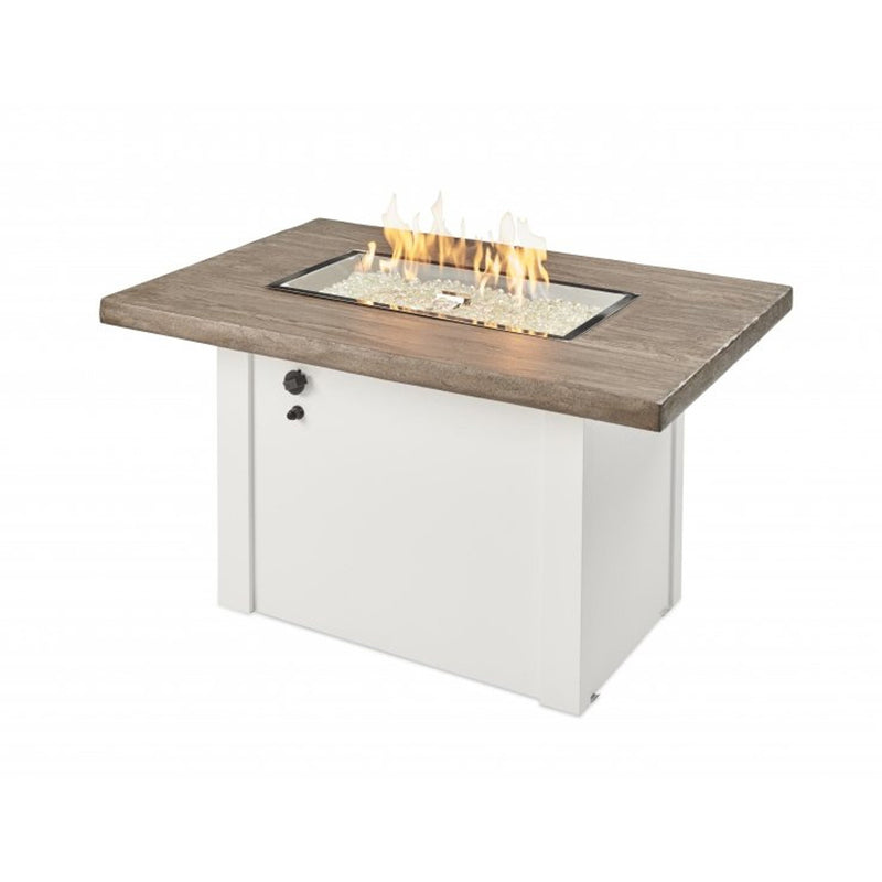 Outdoor Greatroom Company Driftwood Havenwood Rectangular Gas Fire Pit Table with White Base - Pristine Home & Wellness