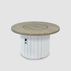 Outdoor Greatroom Company Reverie Round Gas Fire Pit Table 42" - Smokey Oak - White - image 4