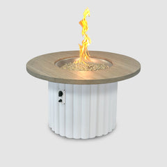 Outdoor Greatroom Company Reverie Round Gas Fire Pit Table 42" - Smokey Oak - White