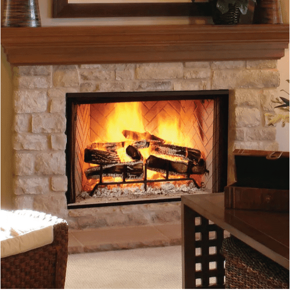 Majestic Biltmore 36-inch Radiant Wood Burning Fireplace with Herringbone Brick Pattern - Pristine Home & Wellness