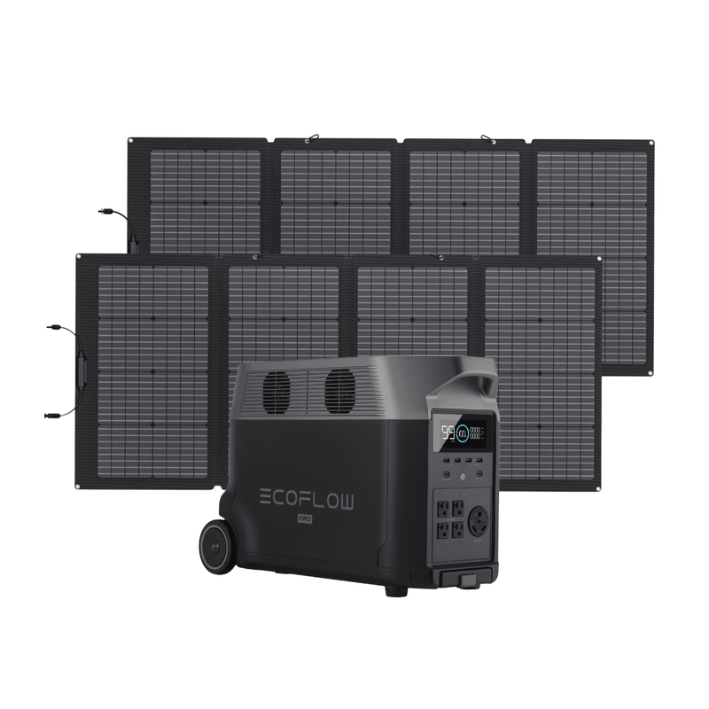 EcoFlow Delta Pro Portable Power Station + 2 Foldable 220W Bifacial Solar Panels Bundle - Pristine Home & Wellness