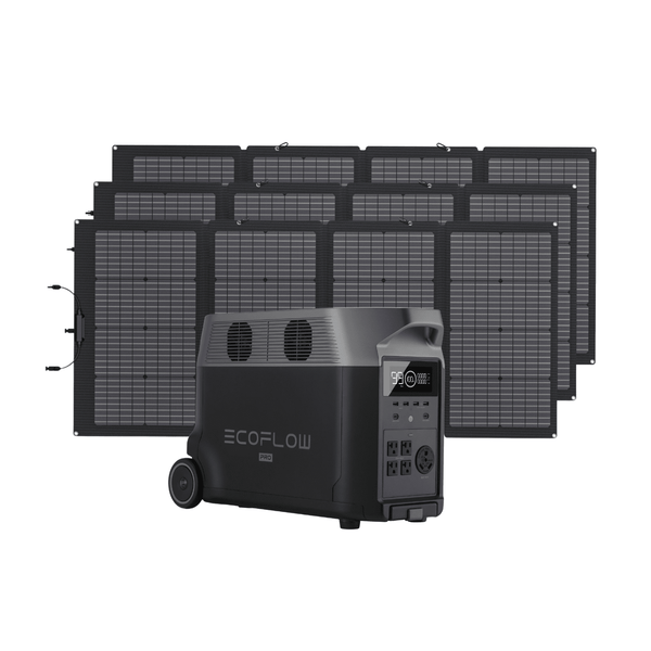 EcoFlow Delta Pro Portable Power Station + 3 Foldable 220W Bifacial Solar Panels Bundle - Pristine Home & Wellness
