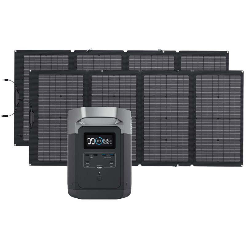 EcoFlow Delta 1300 Portable Power Station + 2 Foldable 220W Bifacial Solar Panel Bundle