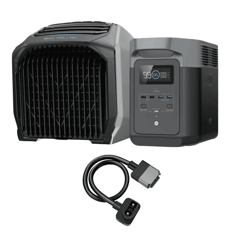EcoFlow Wave 2 Portable AC with Heater + Delta 2 Portable Power Station + XT150 Cable Bundle