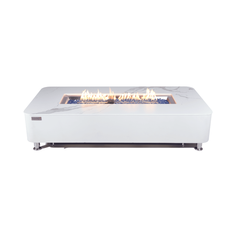 Elementi Plus Blanco White Athens Porcelain Fire Pit Table - Pristine Home & Wellness