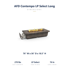 AFD Contempo LP Select Long specs: 76 x 36 x 18.5 inches, 270 lbs