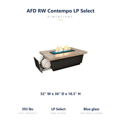 AFD Reclaimed Wood Contempo LP Select specs: 52 x 36 x 18.5 inches, 393 lbs