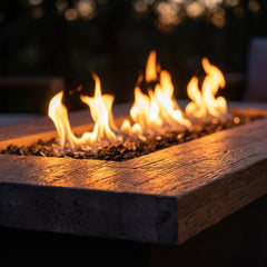 Close-up of the linear flame of the AFD Contempo LP Select Long fire table