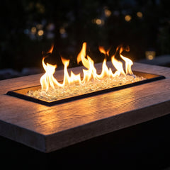 Close-up of flames on the AFD Contempo Rectangle fire table