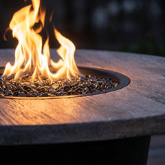 Close-up of flames on the AFD Cosmopolitan Round fire table