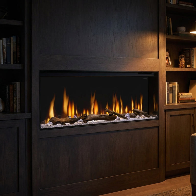 Dimplex Ignite Bold 60 built-in linear electric fireplace burning in an evening interior