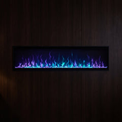 Dimplex IgniteXL 60 running its multi-colour violet and blue flame theme
