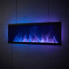 Dimplex OLF 66 Opti-myst fireplace showing the customizable multicolor water-vapor flame mode