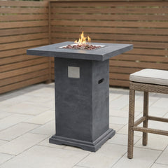 Elementi Montreal bar fire pit table in Dark Gray, neutral daylight color reference