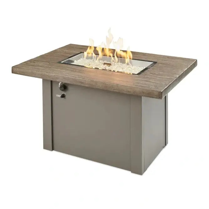 Outdoor Greatroom Company Driftwood Havenwood Rectangular Gas Fire Pit Table with Gray Base - Pristine Home & Wellness