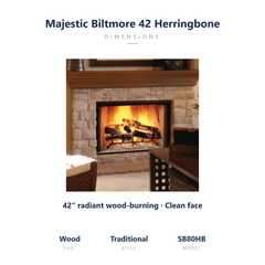 Majestic Biltmore 42 herringbone wood burning fireplace specs