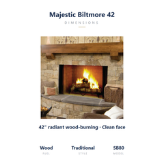 Majestic Biltmore 42 wood burning fireplace specs