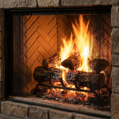 Oak logs burning on the grate inside the Majestic Biltmore 50