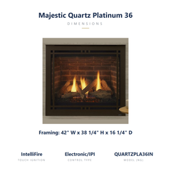 Majestic Quartz Platinum 36 specs: 42 x 38.25 x 16.25 inch framing