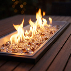 Close-up of the center flame of the Outdoor Greatroom Kenwood dining fire table