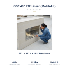 Outdoor Greatroom RLFP-40MLP match-lit ready-to-finish fireplace specs
