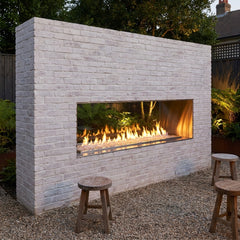 Outdoor Greatroom RSTL-40MLP match-lit ready-to-finish see-through fireplace specs