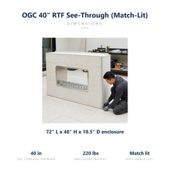 Outdoor Greatroom RSTL-40MLP match-lit ready-to-finish see-through fireplace specs